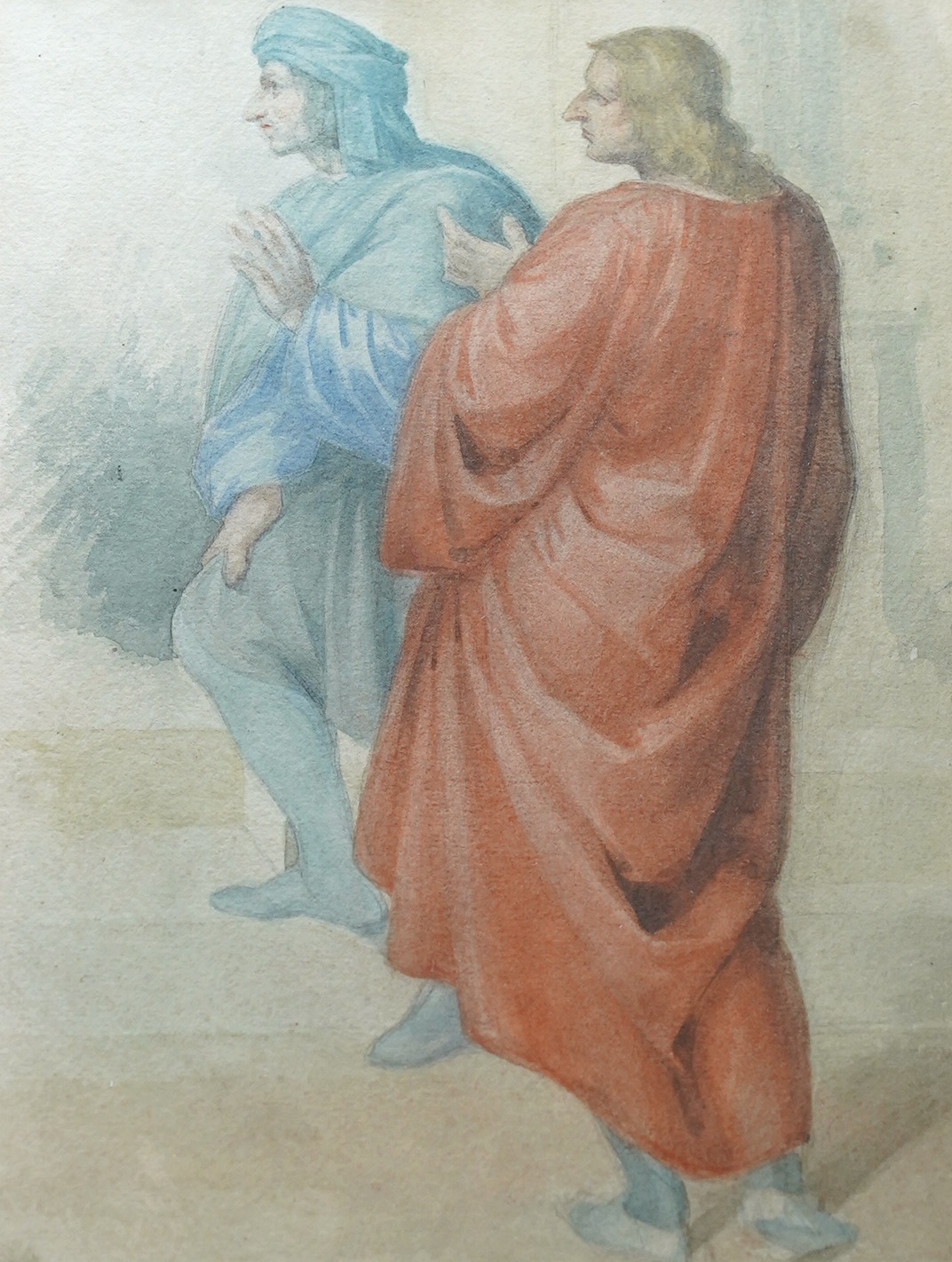 Alfred George Stevens (1817-1875), pencil and watercolour, 'Devotion of the Florentine People to the Relics of St Philip Benizi', unsigned, 28 x 19cm. Condition - fair to good